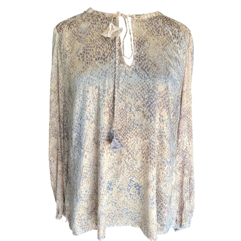 Tommy Bahama Glittering Sea LS Top Travertine Snakeskin Burnout SW321297 XL